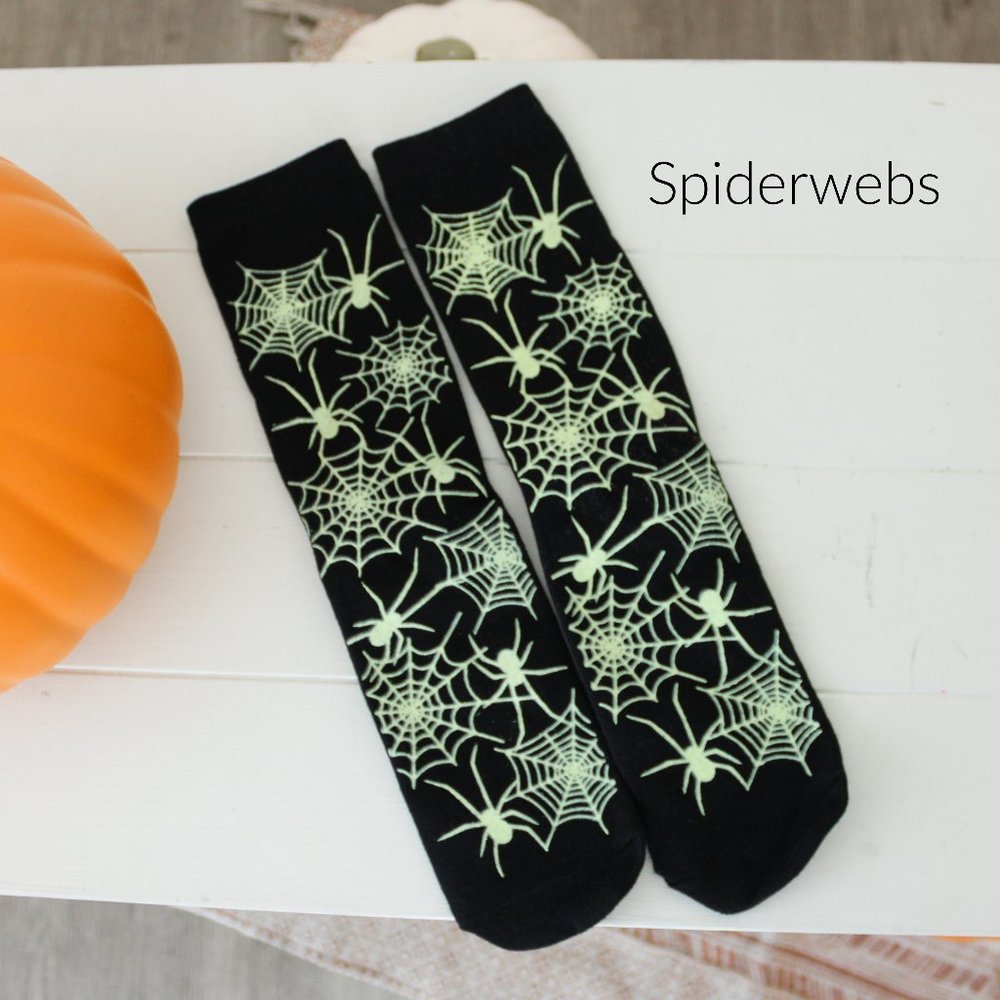 Halloween Glow Socks - Spiderwebs